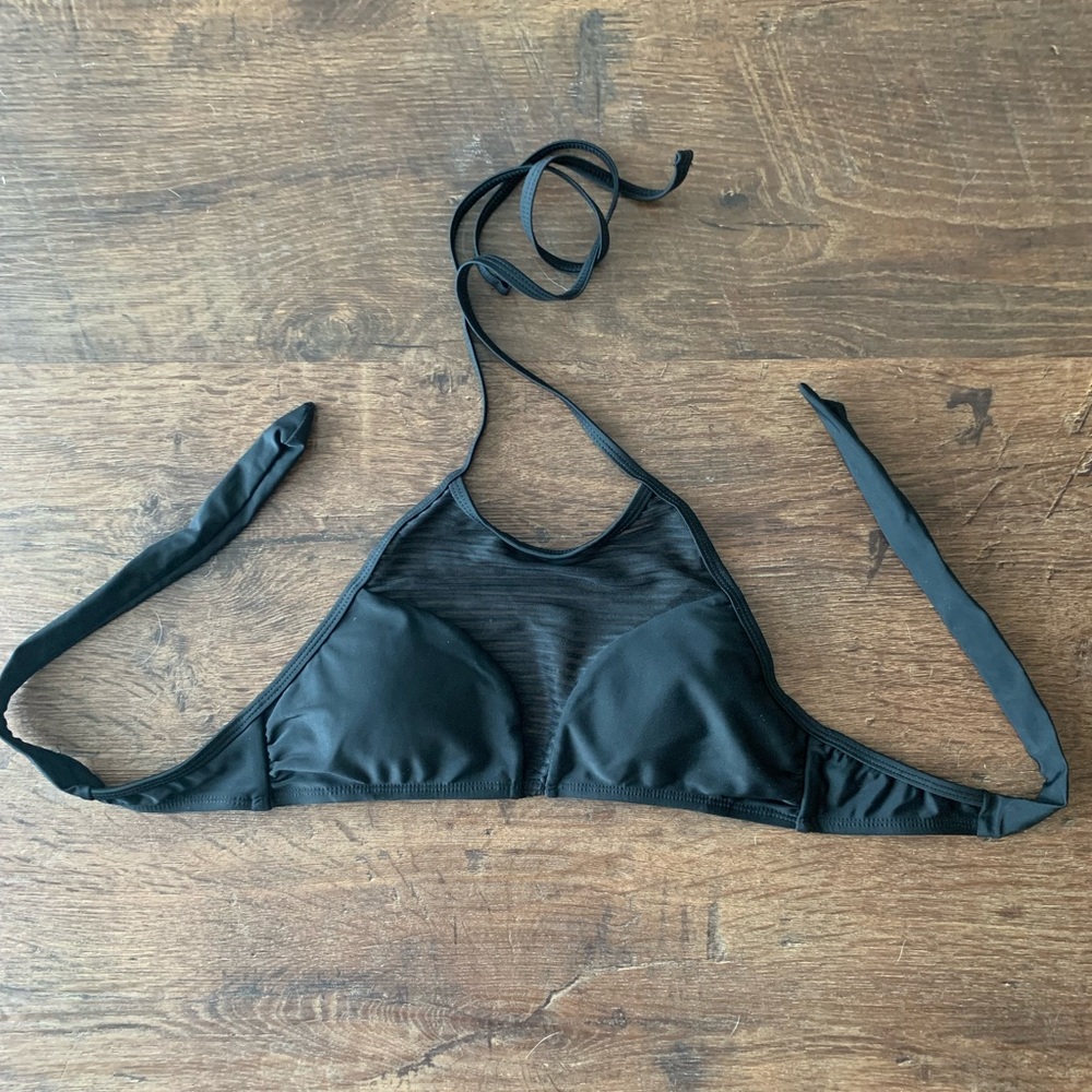 Tahiti Black Mesh Halter Bikini Top Small